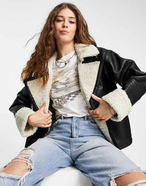 Free People - Kaja - Caban en similicuir - Noir