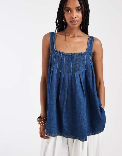 Free People Katie denim tunic in deep wash , 2 of 4