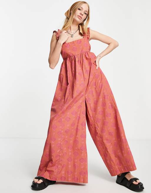 Free People Katya printed romper in rust