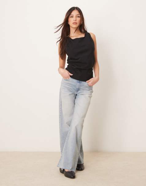 Free People - Kaylor - Sort shift-top i hørblanding med åben ryg - view 1