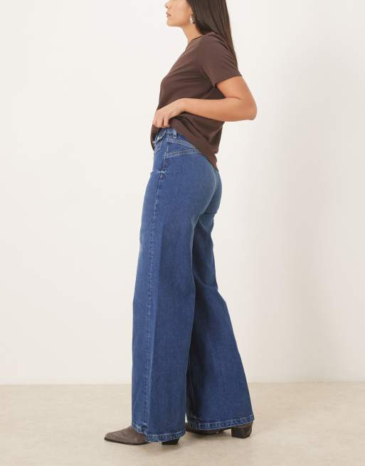 Free People Kellee high rise palazzo pants in navy blue, 3 of 5