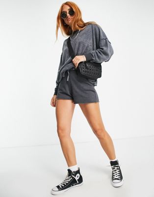 Free People Kelly sweatshirt and shorts set in washed black - ASOS Price Checker
