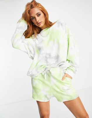 Free People Kelly tie-dye jersey top and short set in lime