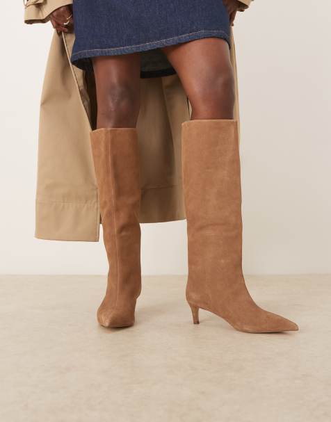 Free People kiki classic kitten heel suede boots in tan - view 1
