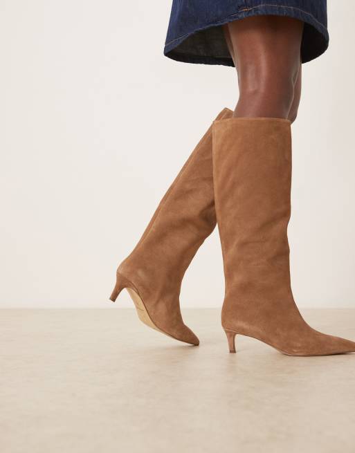 Free People kiki classic kitten heel suede boots in tan ASOS