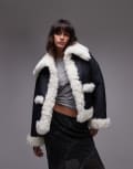 [Free People] Free People Kiki sherpa oversized jacket in black and cream M Black combo