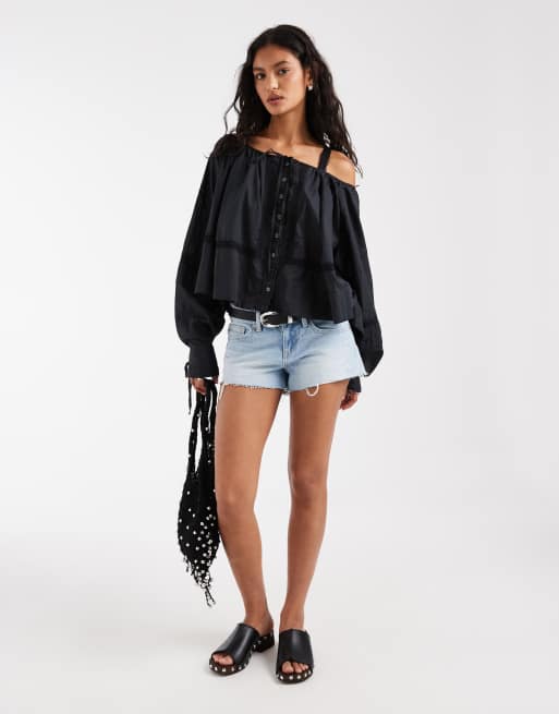 Free People LA lune long sleeve top in black, 2 of 4