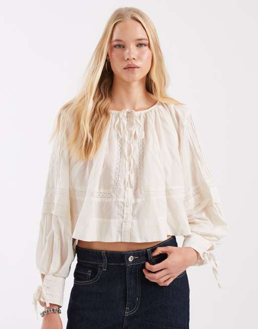 Free People - LA Lune - Top a maniche lunghe color tofu, 1 di 4