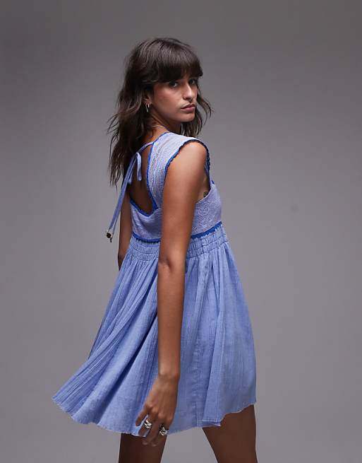 navy blue dress for baby girl Free People lace edge mini dress in baby blue