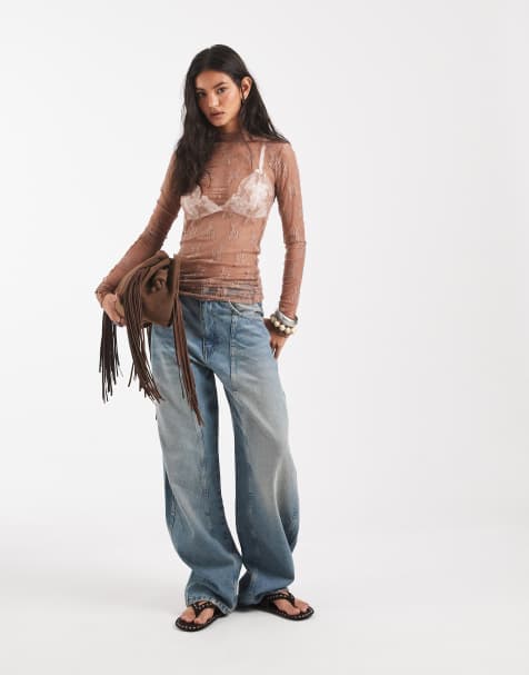 Free People lady lux boho layering lace top in brown