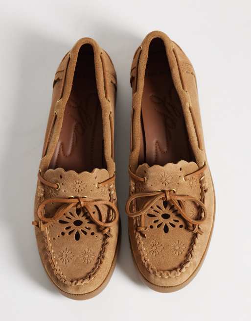Free People lagoon cut out boat shoe in latte, 2 of 4
