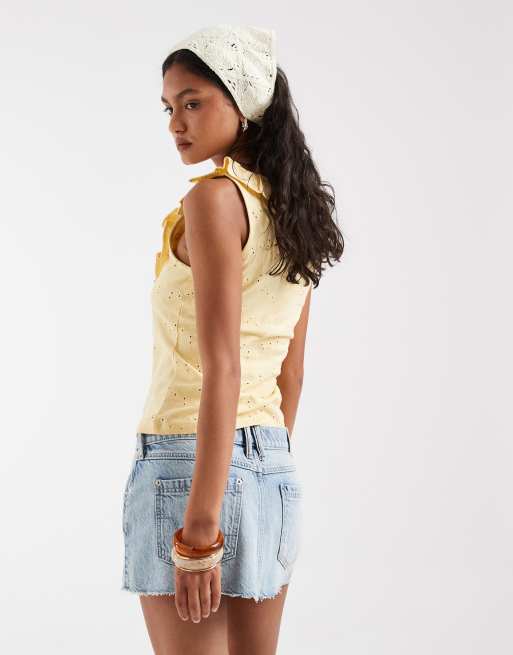 Free People – Lainey – Blå minikjol i denim med låg midja, 5 av 5