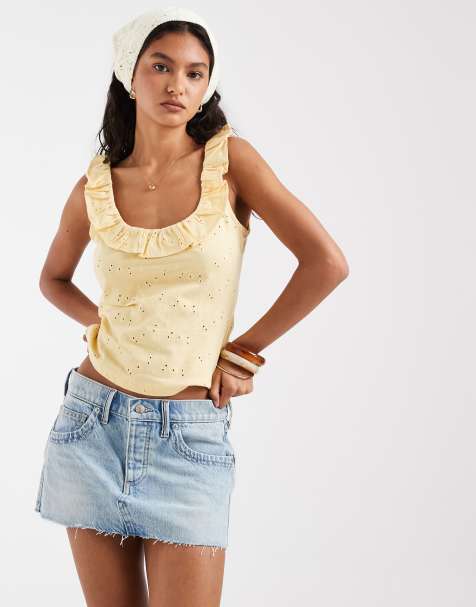 Free People Lainey low rise denim mini skirt in blue - view 1