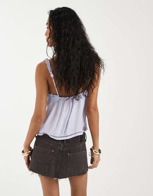 Free People Lainey low rise mini skirt in chocolate , 4 of 5