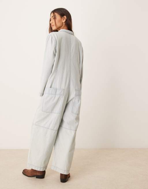 Free People – Lässig geschnittener Overall aus Denim in hellblauer Waschung, 4 von 4