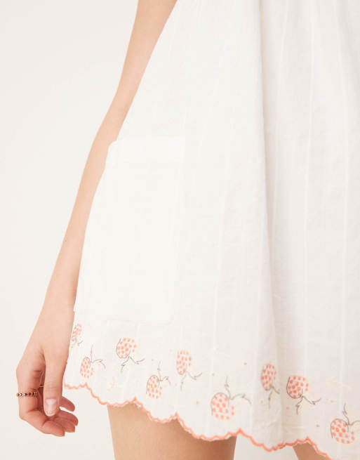 Free People latecia smocking details babydoll mini dress in ivory, 3 of 4
