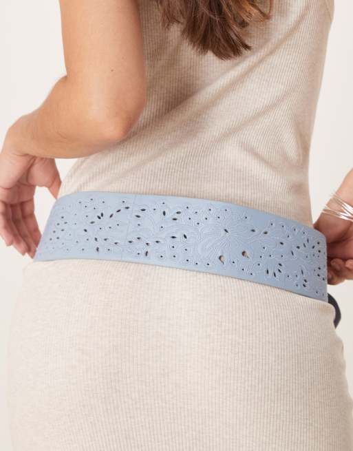 Free People Laurel hip belt in chambay blue