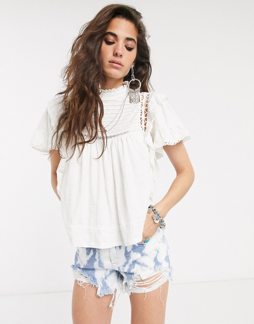 Free People le femme high neck blouse-White