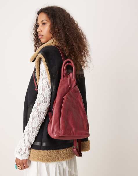 Free People leather soho convertible cross-body bag in red - view 1