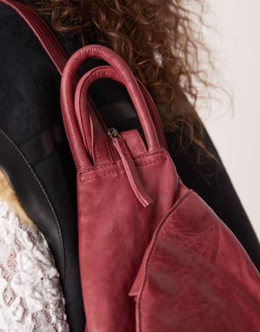Free People leather soho convertible cross-body bag in red, 4 of 4