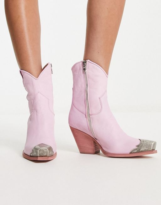 Free People brayden western boots in silver pewter, ASOS