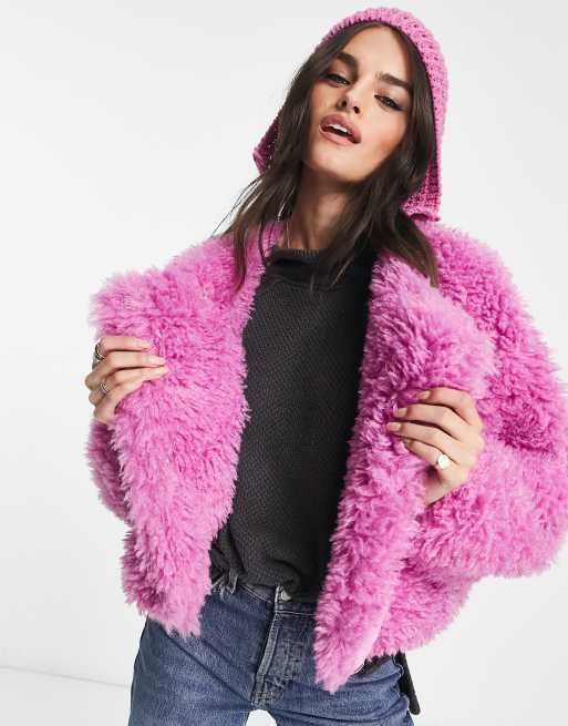 Free people store pink fur coat