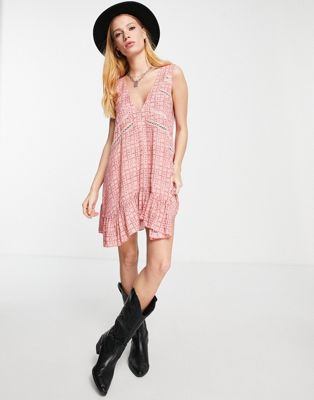 Free People let it happen textured  mini dress in light pink - ASOS Price Checker
