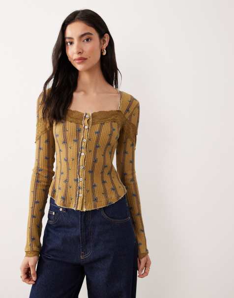 Free People let's party button down floral top in beehive combo