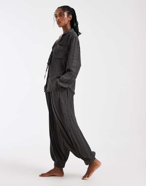 Free People lets sleep in set in washed black - view 1