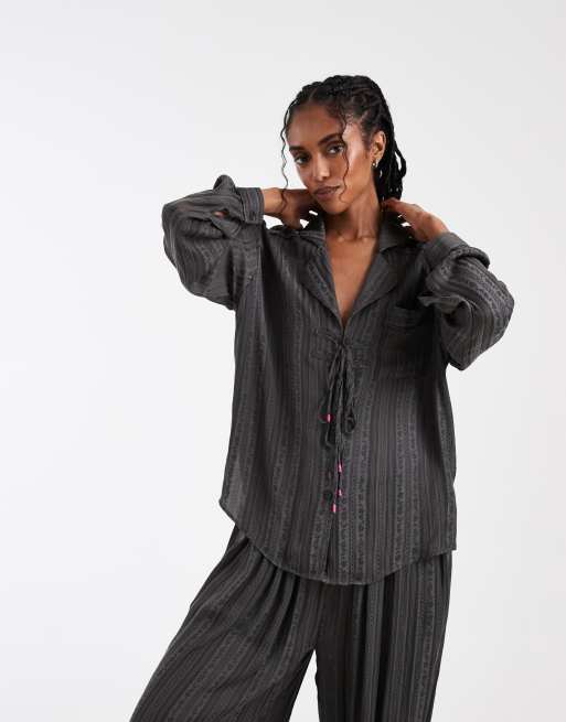 Free People lets sleep in set in washed black , 2 of 4