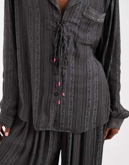 Free People lets sleep in set in washed black , 3 of 4