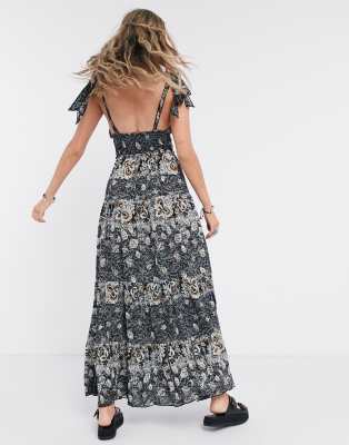 free people smocked printed maxi dress