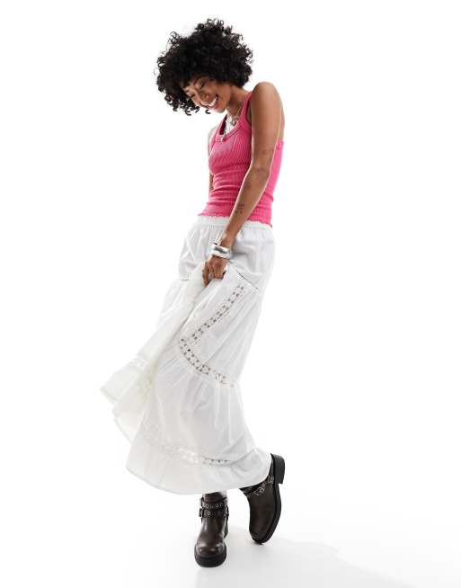Free People lettuce edge ribbed cami singlet in raspberry pink, 2 of 4
