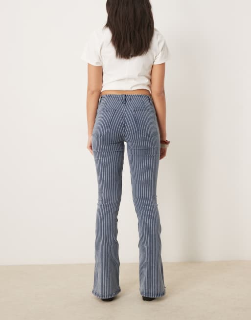Free People Level Up pinstripe flared jeans in railroad grey, 2 of 5