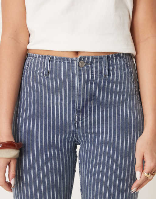 Free People level up pinstripe flared jeans in railroad grey ASOS