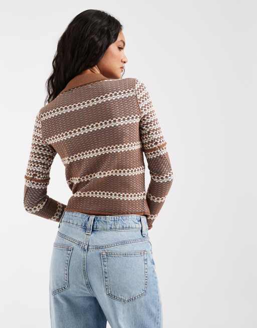 Free People Level up polo top in brown combo, 4 of 4