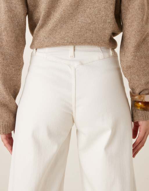 Free People - Libra - Jeans met wijde pijpen in wit, 4 van 5