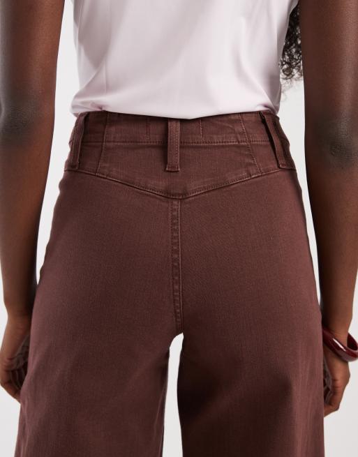 Free People libre wide leg jean in burgundy, 4 of 5