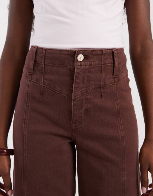 Free People libre wide leg jean in burgundy, 5 of 5