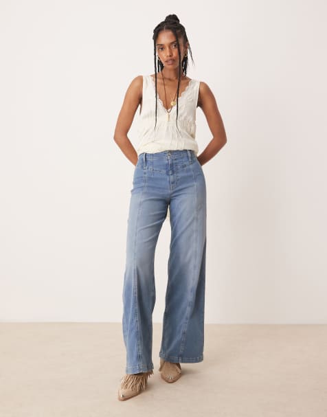 Free People libre wide leg jean in goodie goodie blue - view 1