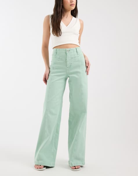 Free People libre wide leg jean in green