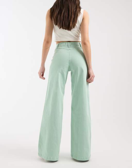 Free People libre wide leg jean in green, 2 of 5