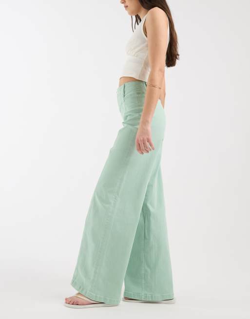 Free People libre wide leg jean in green, 3 of 5