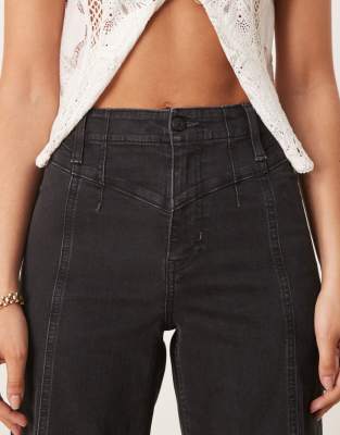 Free People Libre Wide Leg Jeans In Black