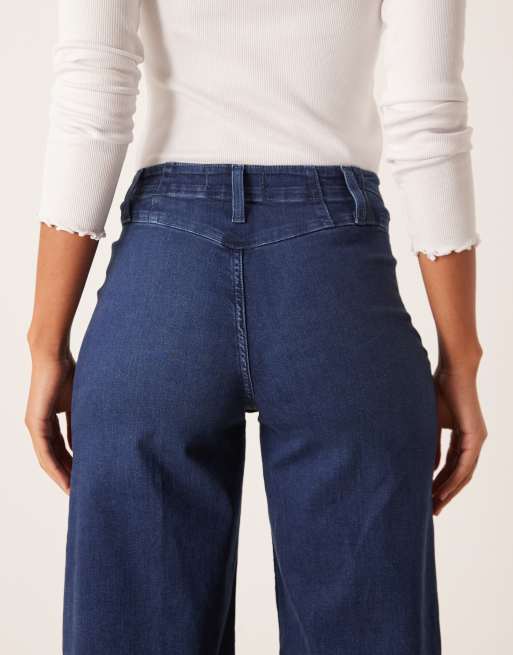 Free People libre wide leg pants in lock and key blue, 4 of 5