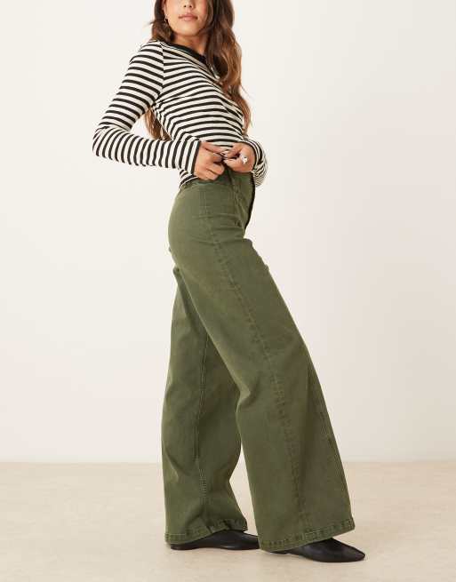 Free People Libre wide leg pants in thyme, 3 of 5