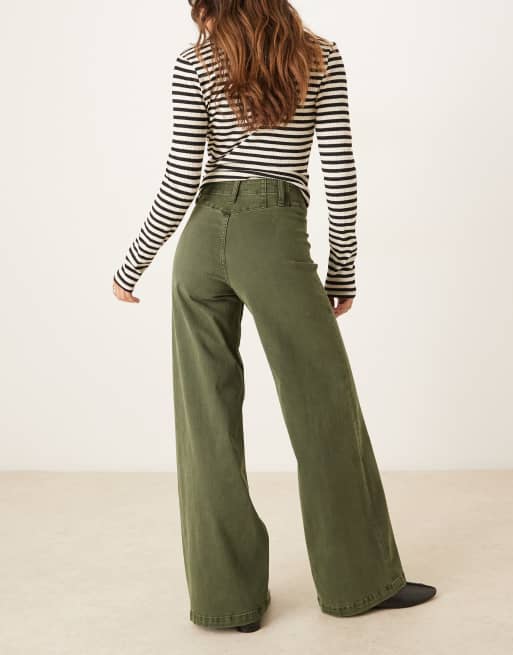 Free People Libre wide leg pants in thyme, 4 of 5