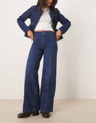 Free People Free People libre wide leg trousers in lock and key blue