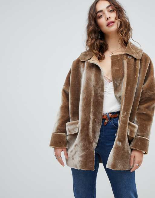 Faux sherpa coat womens sale