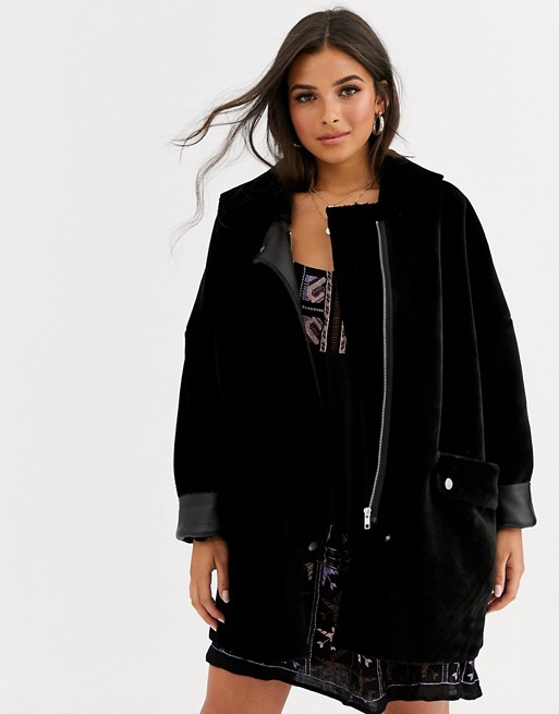 Free People Lindsey hooded faux sherpa coat